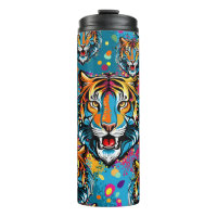 Tiger Head Rainbow colours paint stains