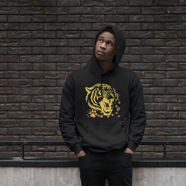 Tiger Head Roar Claws Men Black Hoodie (Creator Uploaded)