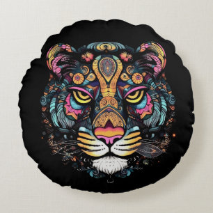 Tiger Head  Round Cushion