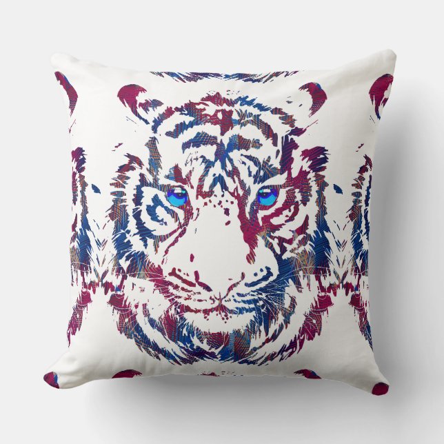 Tiger Head Throw Pillow - White Tiger Face (Front)