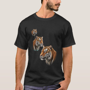 Tiger Head Trio Jungle Animals Wildlife Art Liones T-Shirt