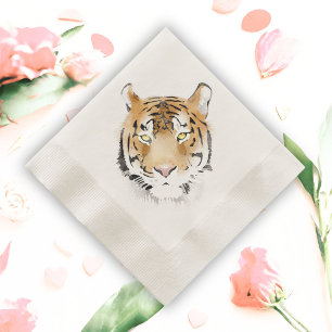 Tiger Head Watercolor Animal Birthday Napkin