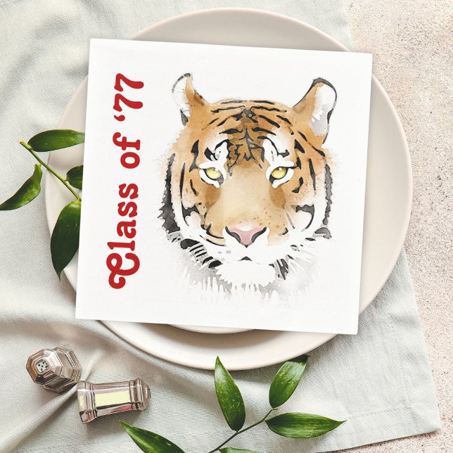 Tiger Head Watercolor Animal Custom Text  Napkin (Creator Uploaded)