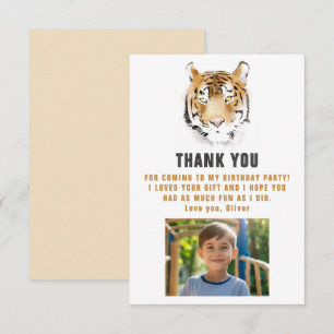 Tiger Head Watercolor Birthday Photo Thank You Card