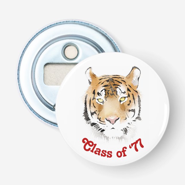 Tiger Head Watercolor Class Reunion Party Bottle Opener (Front)