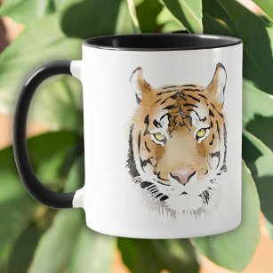 Tiger Head Watercolor Drawing Mug