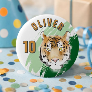 Tiger Head Watercolor Name Birthday Party 6 Cm Round Badge
