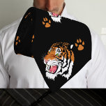Tiger Head With Paw Prints On Black Necktie<br><div class="desc">Tiger head design with paw prints on black necktie. This is also available with a white background.</div>