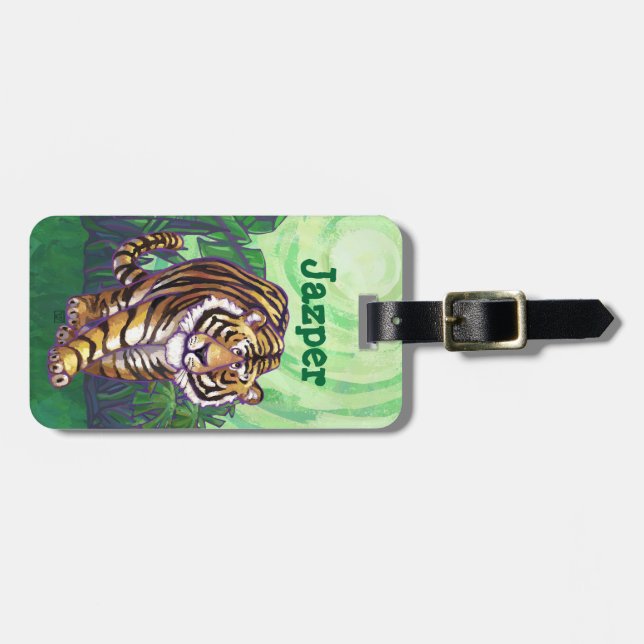 Tiger Heads and Tails Personalised Luggage Tag (Front Horizontal)