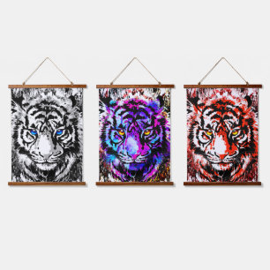 Tiger Heads - Tiger Blue Eyes Hanging Tapestry