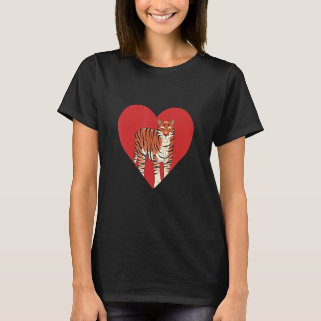 Tiger Heart Safari Wildlife Animal Zookeeping T-Shirt (Front)