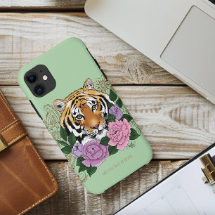 Tiger Henna Pink Purple Flowers iPhone 11 Case