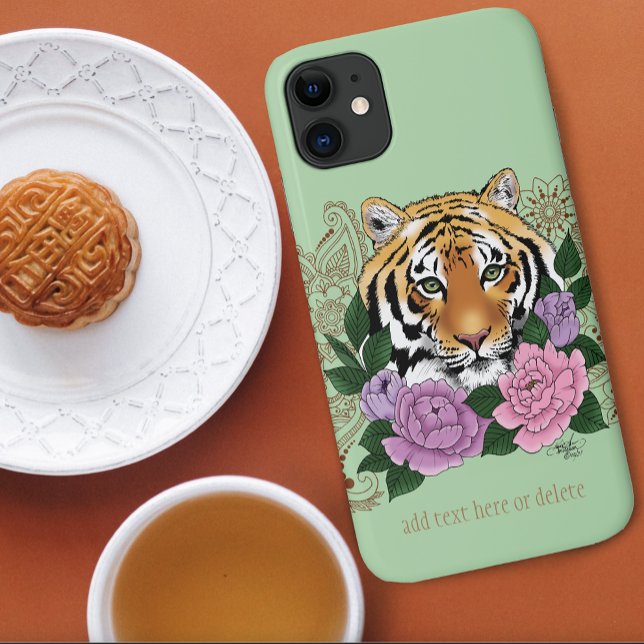 Tiger Henna Pink Purple Flowers Case-Mate iPhone Case (Creator Uploaded)