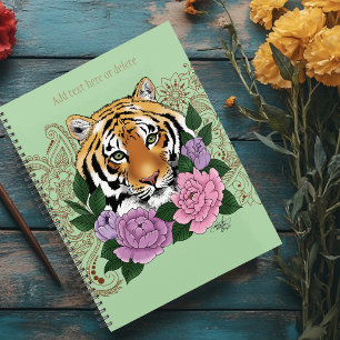Tiger Henna Pink Purple Flowers Planner