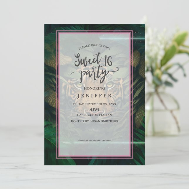Tiger hiding in Foliage                Invitation (Standing Front)
