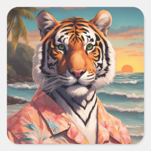 Tiger Holiday Square Sticker
