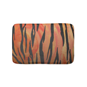 Tiger Hot orange and Black Print Bath Mat