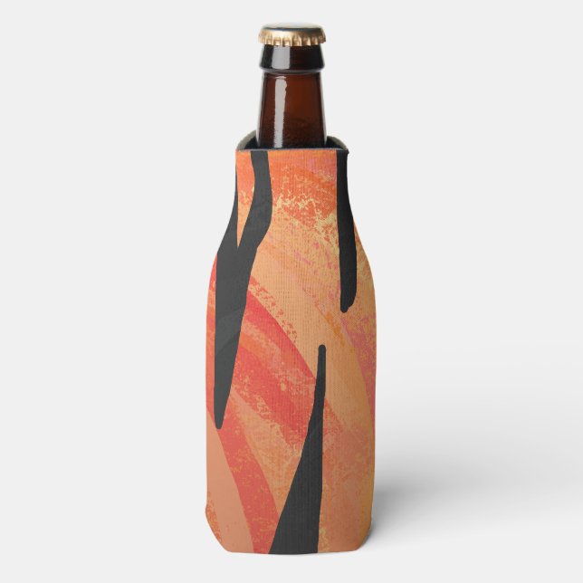 Tiger Hot orange and Black Print Bottle Cooler (Bottle Front)