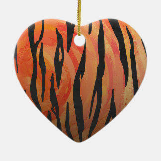 Tiger Hot orange and Black Print Ceramic Tree Decoration