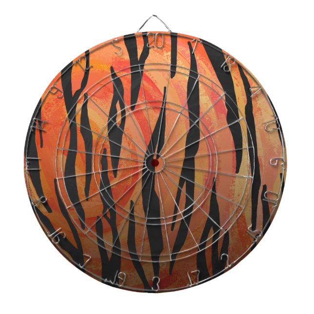 Tiger Hot orange and Black Print Dartboard (Front)