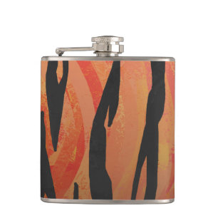 Tiger Hot orange and Black Print Hip Flask