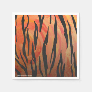 Tiger Hot orange and Black Print Napkin
