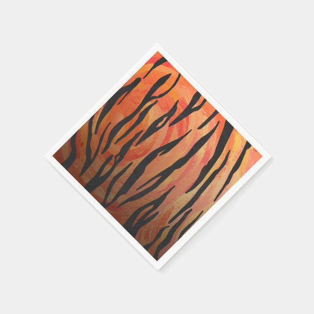 Tiger Hot orange and Black Print Napkin (Corner)