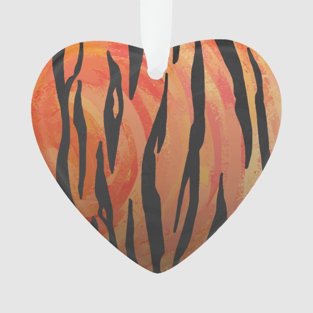 Tiger Hot orange and Black Print Ornament (Front)
