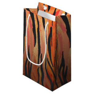 Tiger Hot orange and Black Print Small Gift Bag