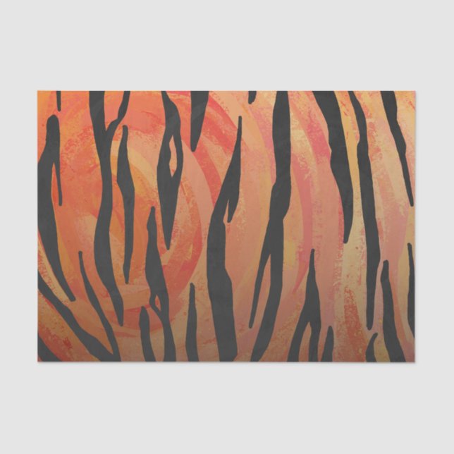 Tiger Hot orange and Black Print Tissue Paper (Front)