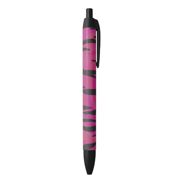 Tiger Hot Pink and Black Print Black Ink Pen (Bottom (Vertical))
