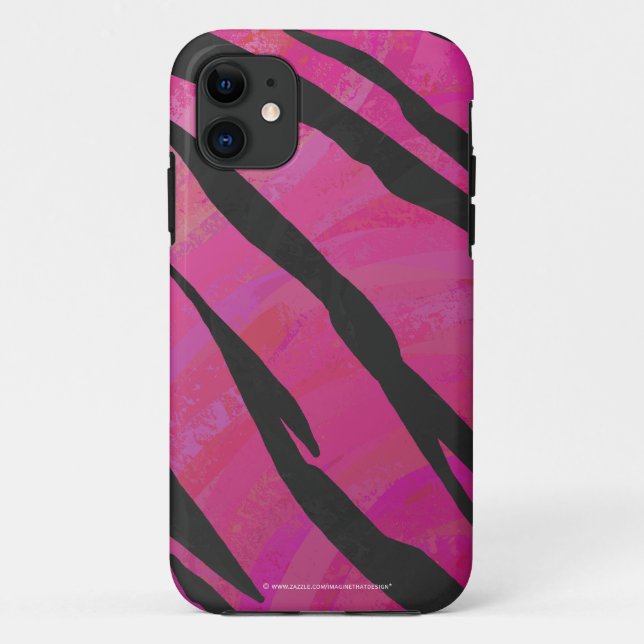 Tiger Hot Pink and Black Print Case-Mate iPhone Case (Back)