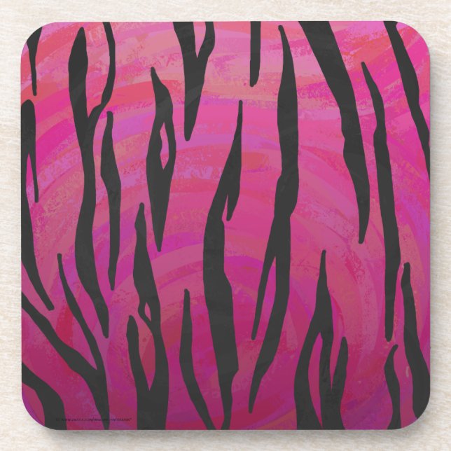 Tiger Hot Pink and Black Print Coaster (Front)