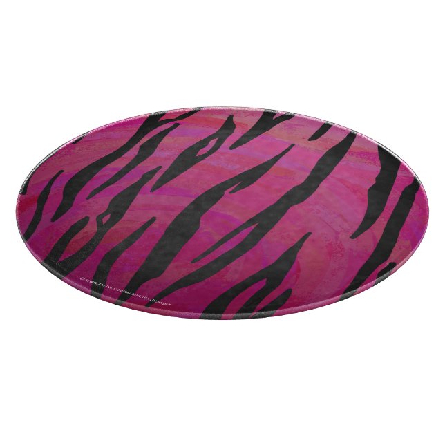 Tiger Hot Pink and Black Print Cutting Board (Corner)