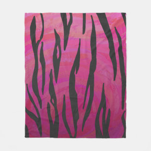 Tiger Hot Pink and Black Print Fleece Blanket