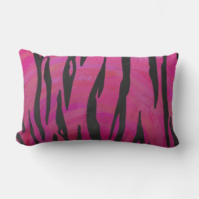 Tiger Hot Pink and Black Print Lumbar Cushion (Front)