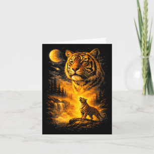 Tiger howling to the moon meme 90s animal printTig Card