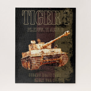 Tiger I German Heavy Tank WWII with Germany Flag Jigsaw Puzzle