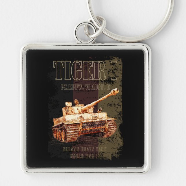 Tiger I German Heavy Tank WWII with Germany Flag Key Ring (Front)