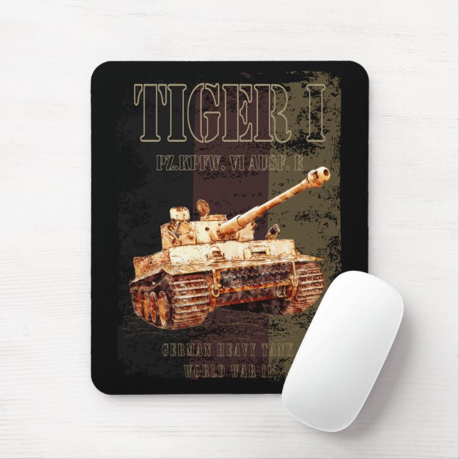 Tiger I German Heavy Tank WWII with Germany Flag Mouse Pad (With Mouse)