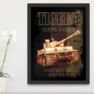Tiger I German Heavy Tank WWII with Germany Flag Photo Print