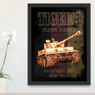 Tiger I German Heavy Tank WWII with Germany Flag Photo Print