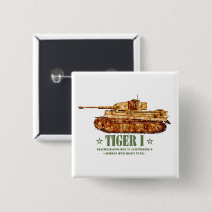 Tiger I World War Two German Heavy Tank Panzer WW2 15 Cm Square Badge