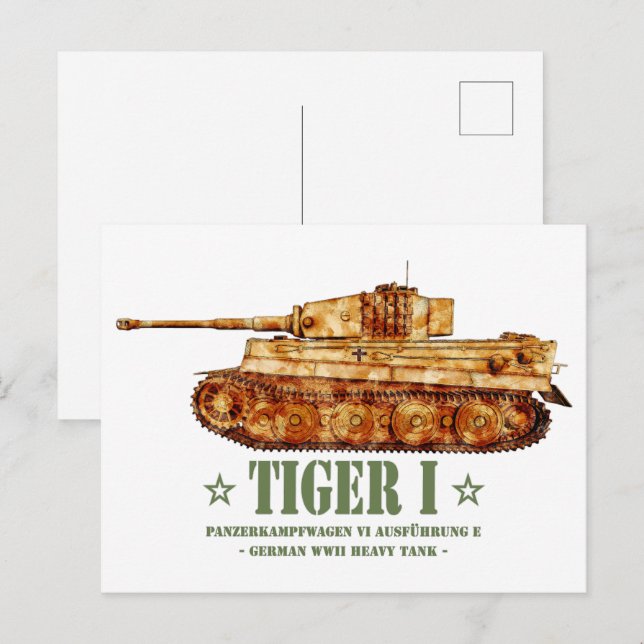 Tiger I World War Two German Heavy Tank Panzer WW2 Postcard (Front/Back)