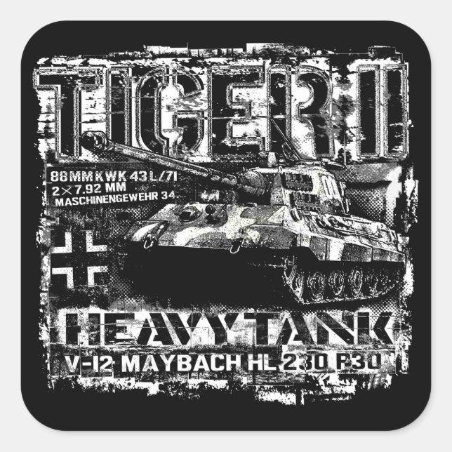 Tiger II Square Sticker (Front)