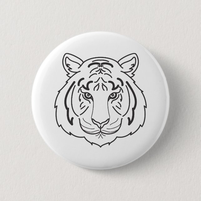 Tiger Illustration 6 Cm Round Badge (Front)
