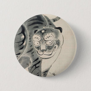 Tiger Illustration by Ito Jakuchu 6 Cm Round Badge