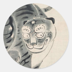 Tiger Illustration by Ito Jakuchu Classic Round Sticker