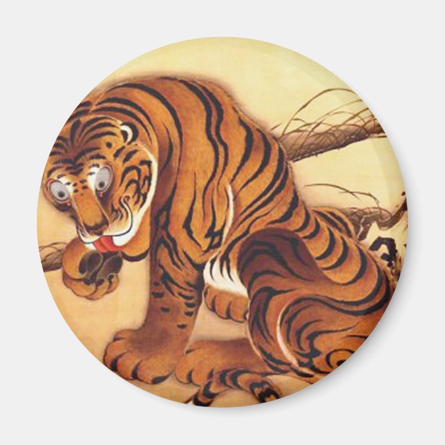 Tiger Illustration by Ito Jakuchu Magnet (Front)