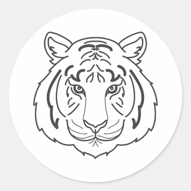 Tiger Illustration Classic Round Sticker (Front)
